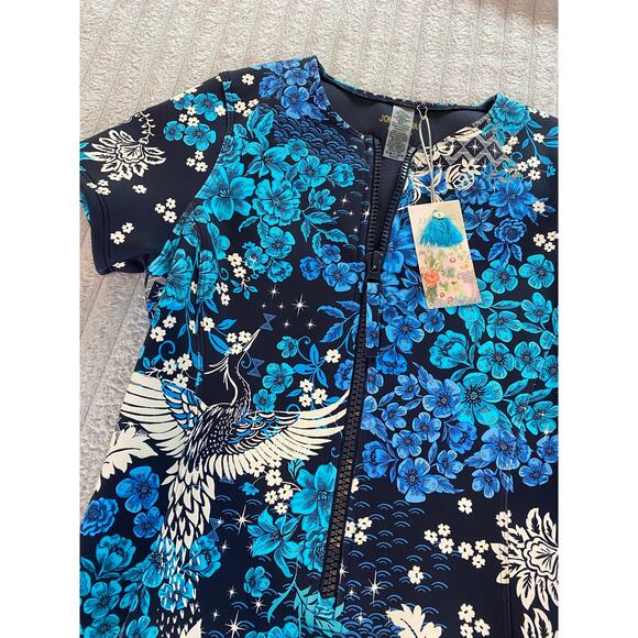 Johnny Was California Blue-Fly Neoprene Bodysuit/Swimsuit, Small - Picture 3 of 8